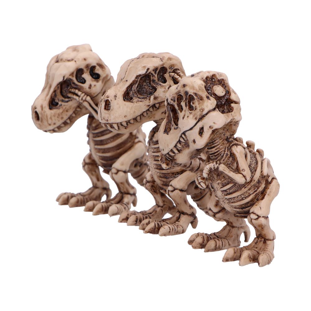 Nemesis Now 4 Inch Resin Collectible Figurine Set - Three Wise Skeleton Tyrannosaurus Rex