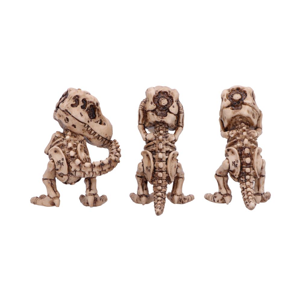 Nemesis Now 4 Inch Resin Collectible Figurine Set - Three Wise Skeleton Tyrannosaurus Rex