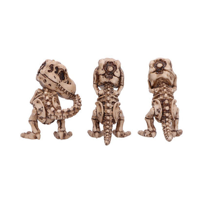 Nemesis Now 4 Inch Resin Collectible Figurine Set - Three Wise Skeleton Tyrannosaurus Rex
