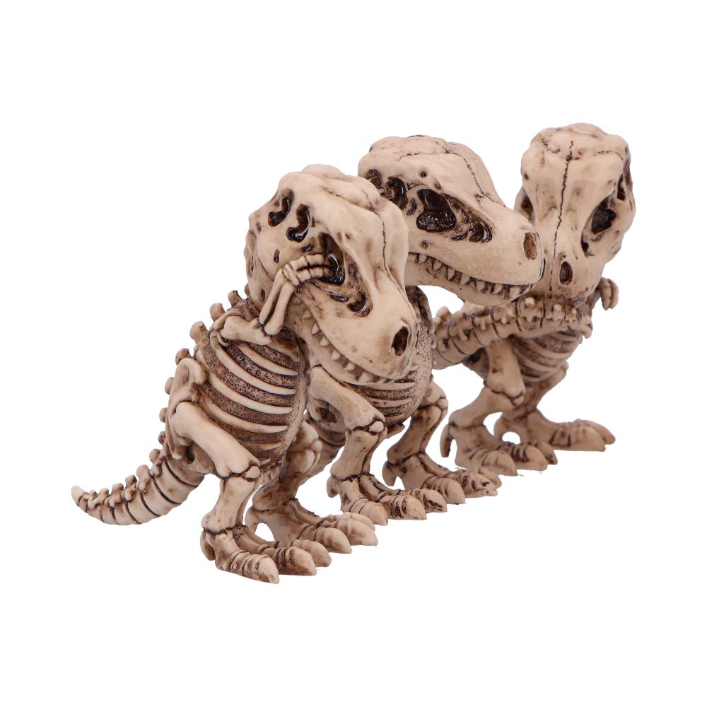Nemesis Now 4 Inch Resin Collectible Figurine Set - Three Wise Skeleton Tyrannosaurus Rex