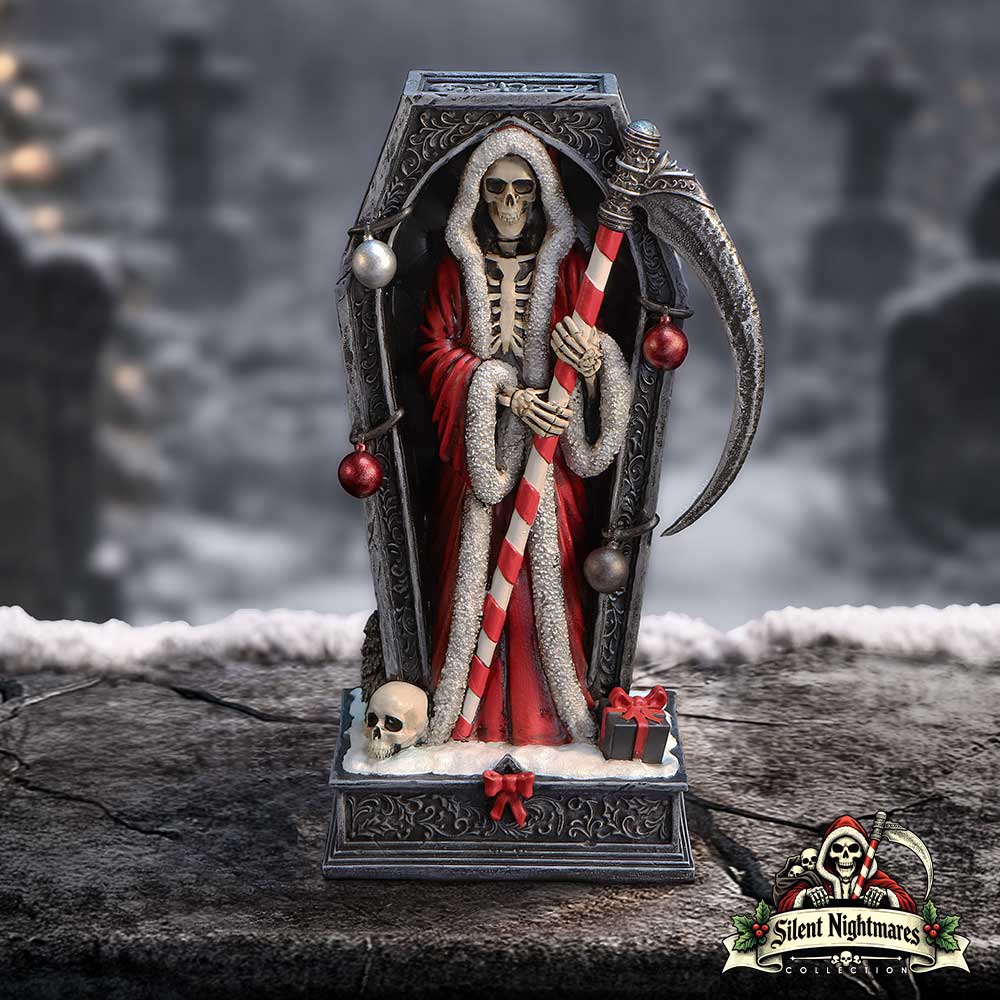 Silent Nightmares - Merry Cryptmas Christmas Reaper Coffin Figurine