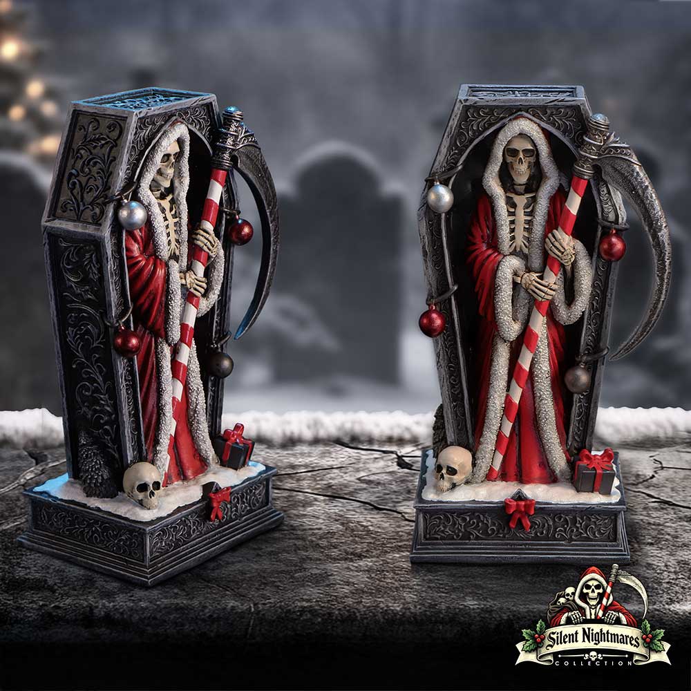 Silent Nightmares - Merry Cryptmas Christmas Reaper Coffin Figurine