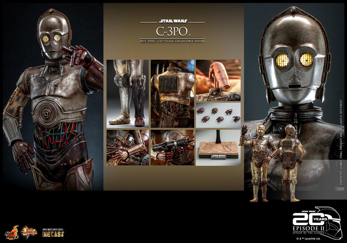 C-3PO - Star Wars Attack of the Clones 20th Anniversary Hot Toys Collectibles 1/6 Scale Action Figure