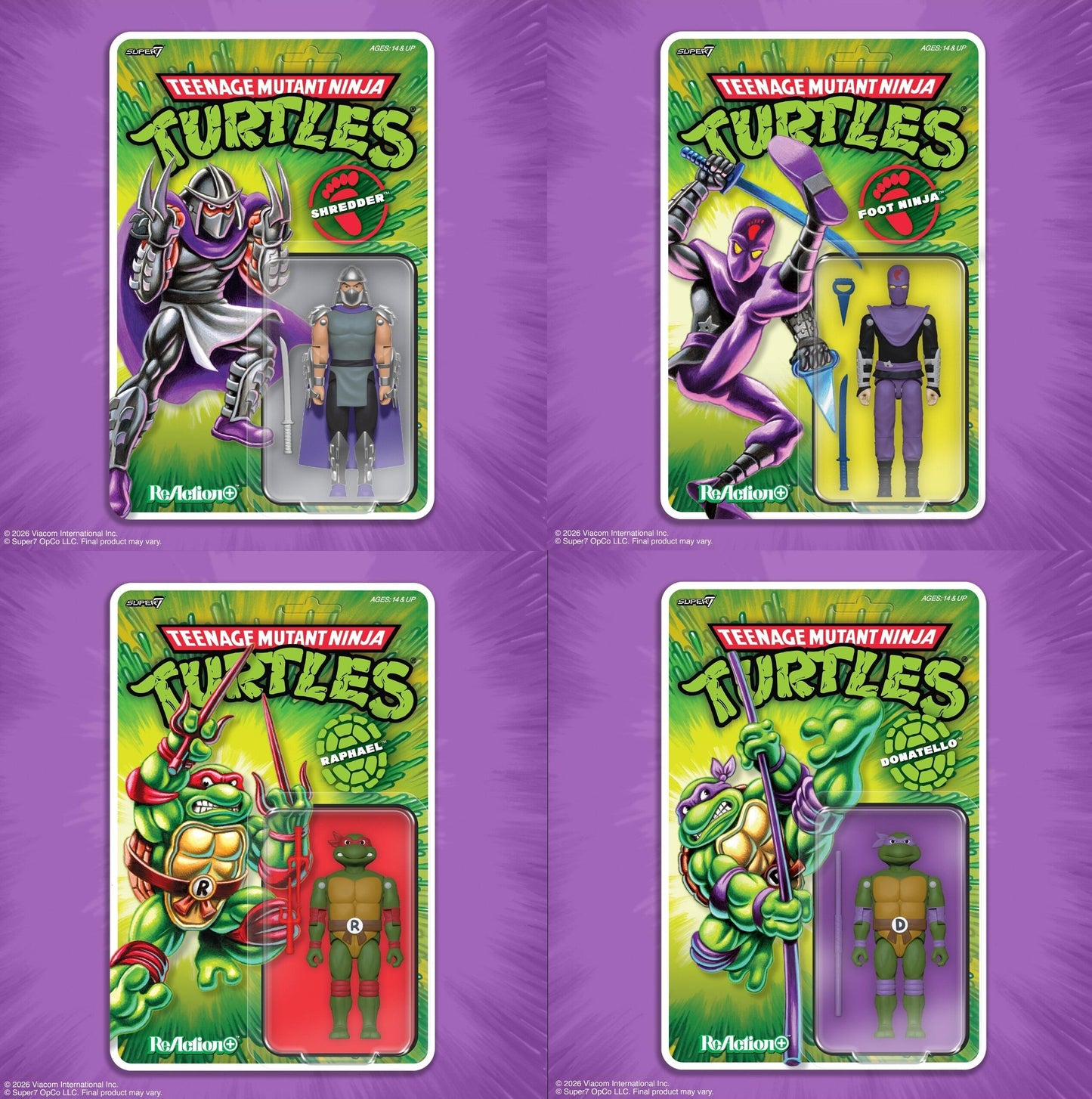 *PRE-ORDER Teenage Mutant Ninja Turtles ReAction+ Action Figure Wave 1 - Set of 4