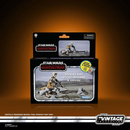 Star Wars The Vintage Collection 3.75 Inch Scale Vehicle - Speeder Bike & Scout Trooper w/ Grogu