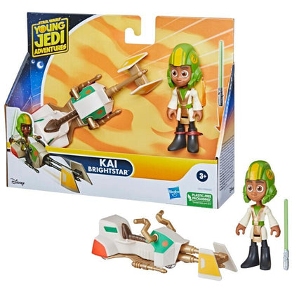 Star Wars The Young Jedi Adventures Action Figures - Kai Brightstar With Speeder Bike