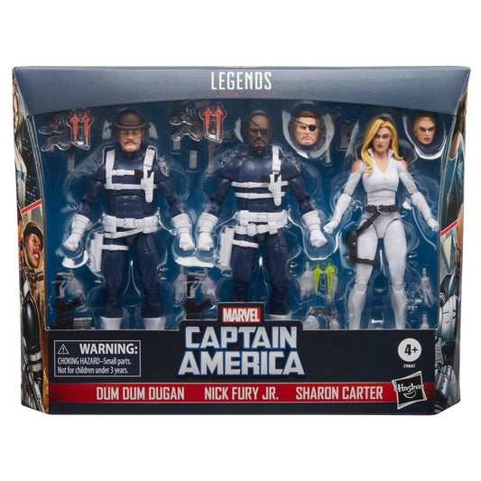 Marvel Legends Captain America S.H.I.E.L.D Action Figure 3-Pack - Dum Dum Dugan, Nick Fury Jr. & Sharon Carter