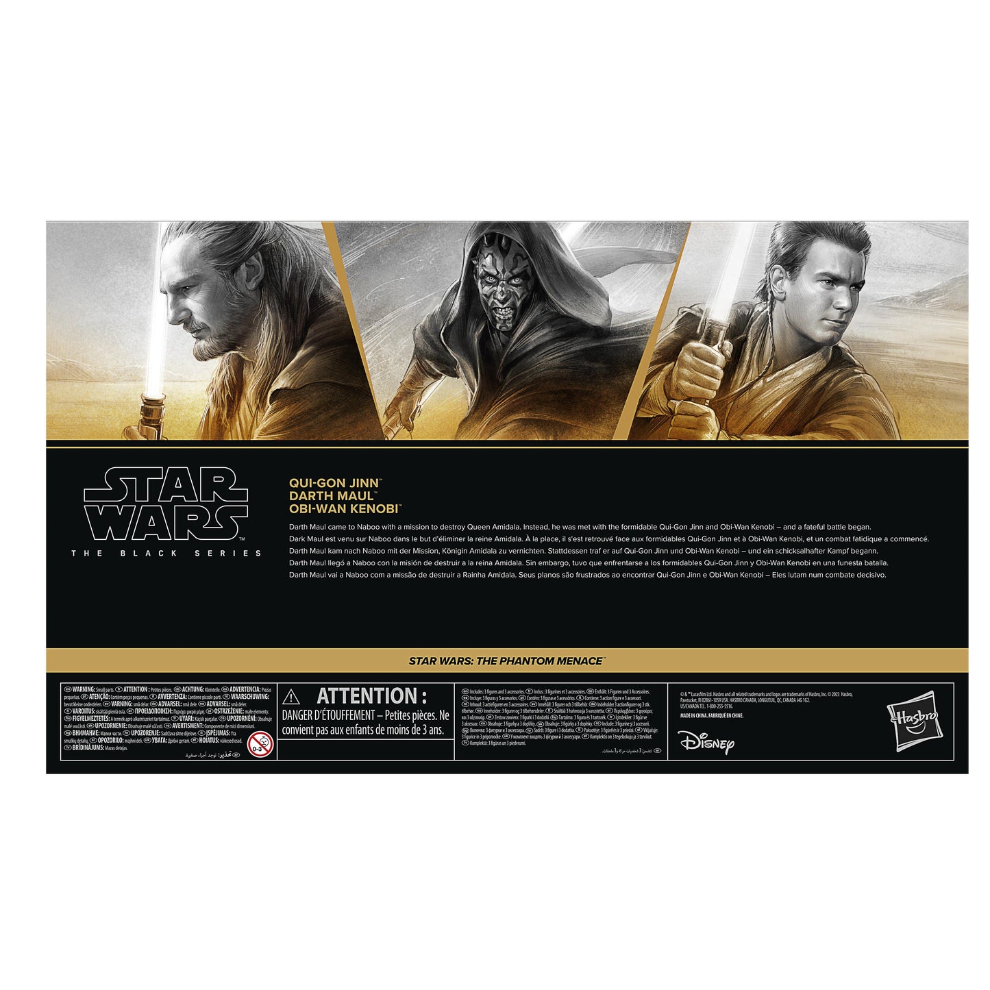 Star Wars Black Series 6 Inch Exclusive Phantom Menace Action Figure Multipack - Qui-Gon Jinn, Darth Maul & Obi-Wan Kenobi