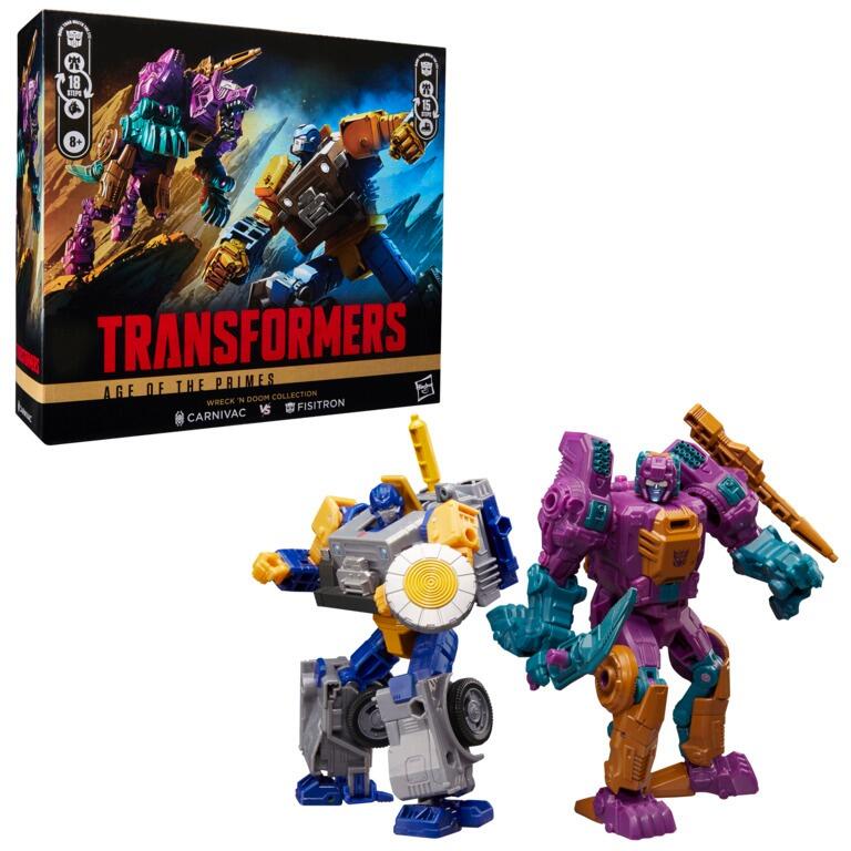 Transformers Age of The Primes Leader Class Action Figure 2-Pack - Carnivac Vs Fisitron
