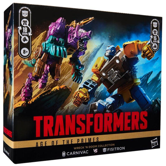 Transformers Age of The Primes Leader Class Action Figure 2-Pack - Carnivac Vs Fisitron