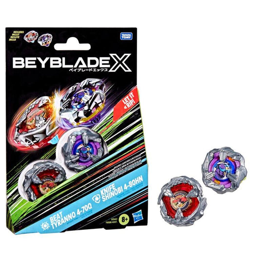 Beyblade X Beat Tyranno 4-70Q vs Knife Shinobi 4-80HN Multipack