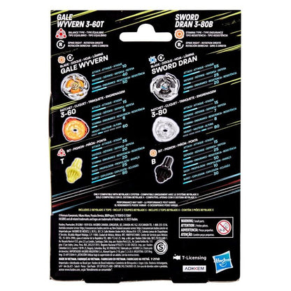 Beyblade X Gale Wyvern 3-60T vs Sword Dran 3-80B Multipack