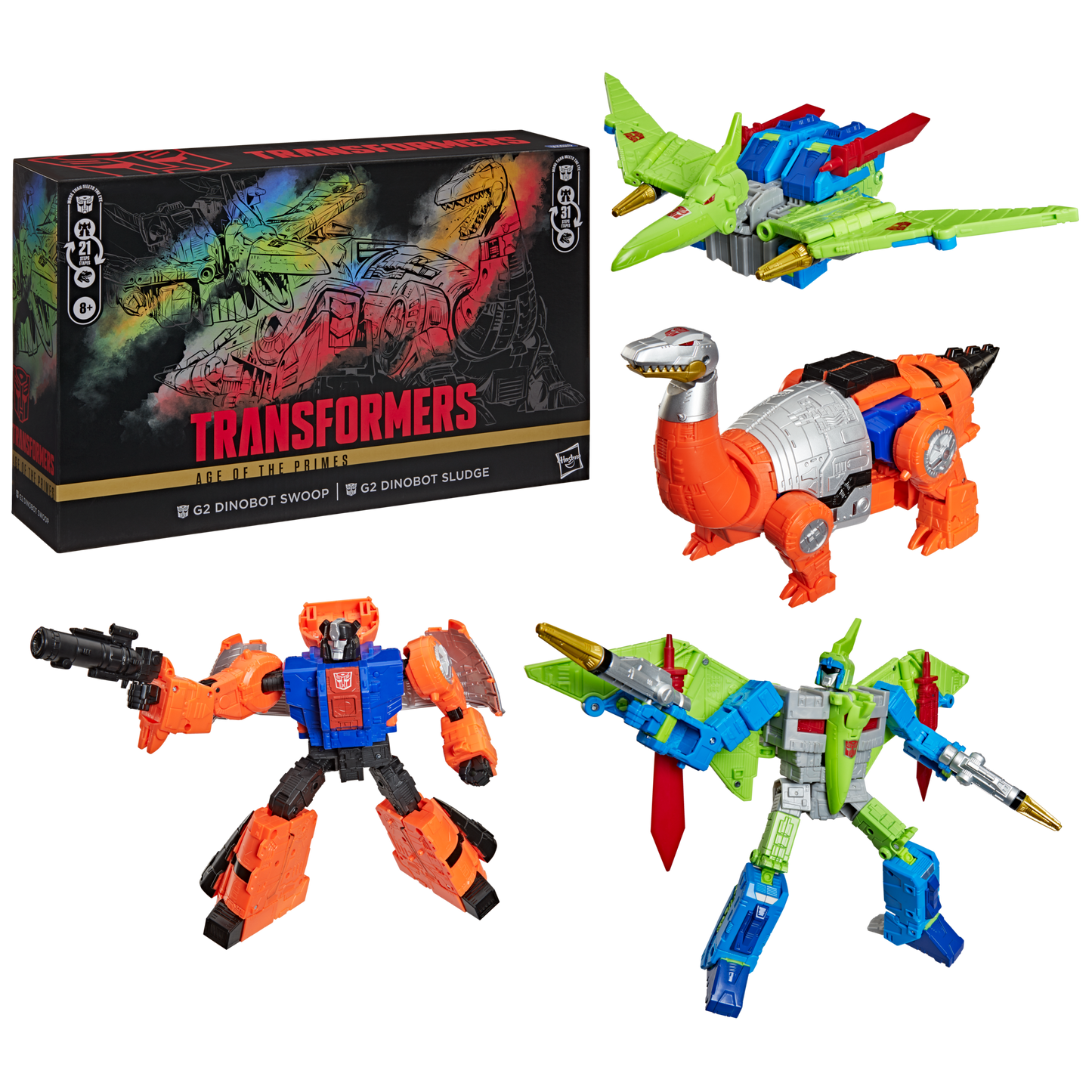 Transformers Age of The Primes Leader Class Action Figure 2-Pack - G2 Dinobot Swoop & G2 Dinobot Sludge