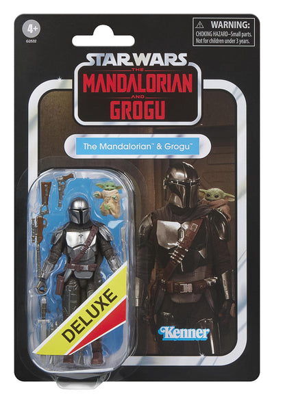 Star Wars The Vintage Collection 3.75 Inch Deluxe Action Figure - The Mandalorian & Grogu With Checklist Print