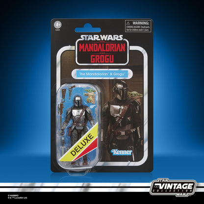 Star Wars The Vintage Collection 3.75 Inch Deluxe Action Figure - The Mandalorian & Grogu With Checklist Print