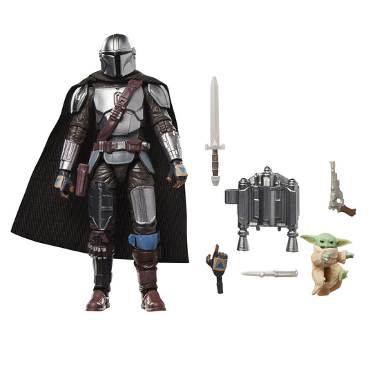 NON MINT - -Star Wars The Vintage Collection 3.75 Inch Deluxe Action Figure - The Mandalorian & Grogu With Checklist Print