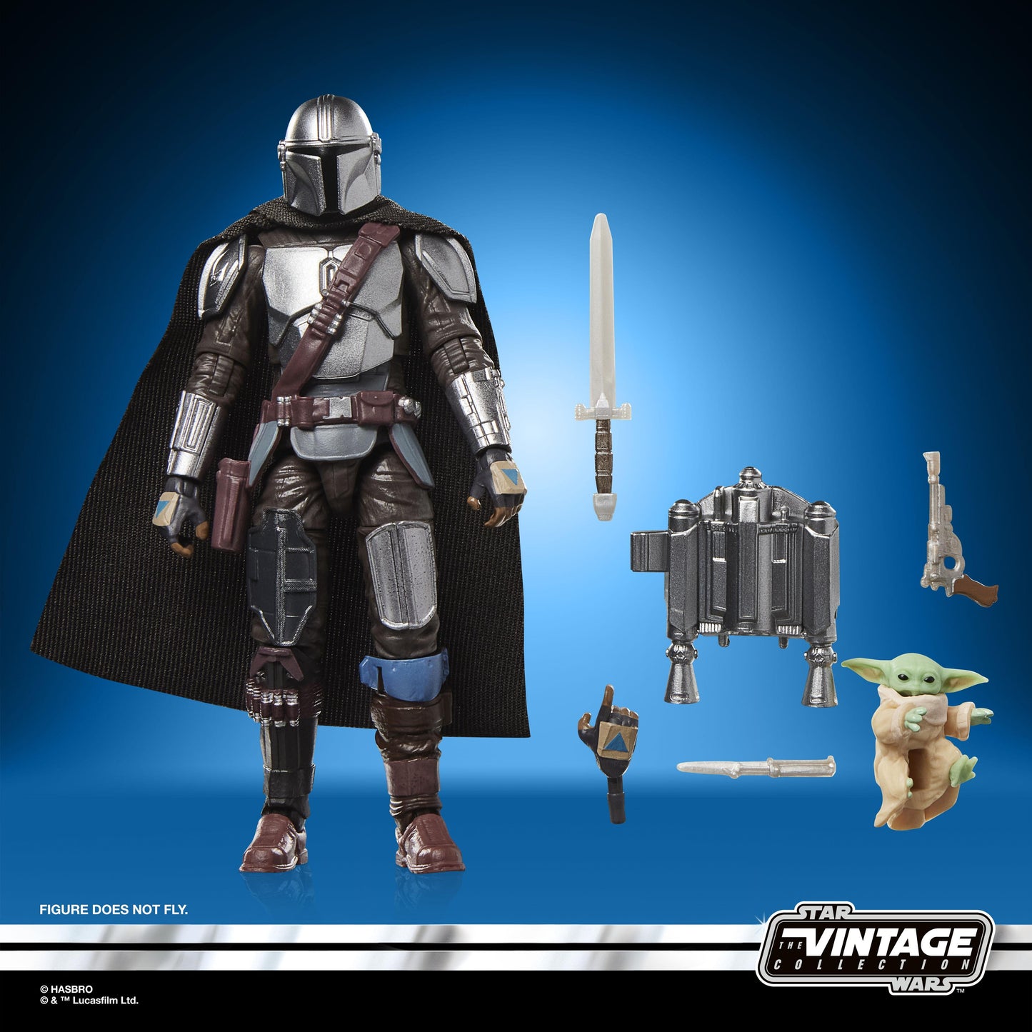 Star Wars The Vintage Collection 3.75 Inch Deluxe Action Figure - The Mandalorian & Grogu With Checklist Print