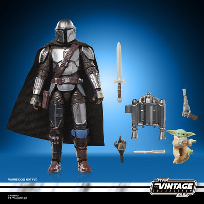 Star Wars The Vintage Collection 3.75 Inch Deluxe Action Figure - The Mandalorian & Grogu With Checklist Print