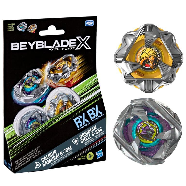 Beyblade X Dual Beyblade Pack - Calibur Samurai 6-70M BX & Obsidian Shell 3-85S BX