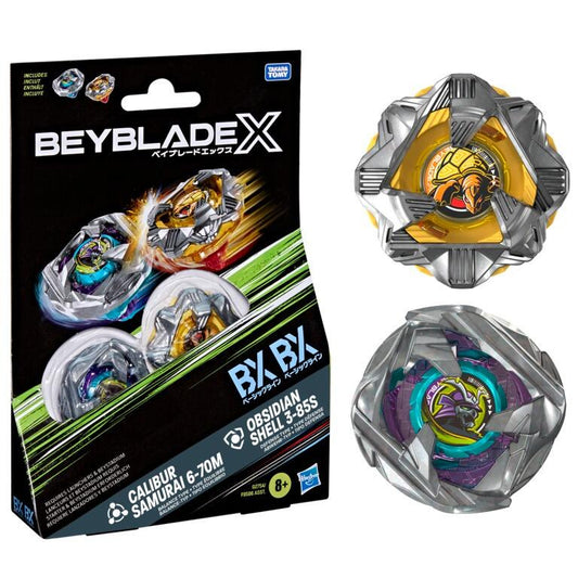 Beyblade X Dual Beyblade Pack - Calibur Samurai 6-70M BX & Obsidian Shell 3-85S BX