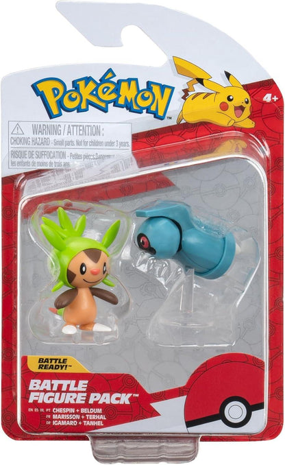 Pokémon Core Battle Figure Feature Pack - Chespin & Beldum