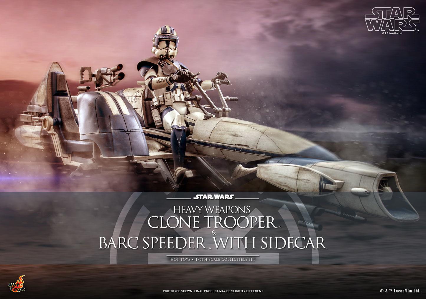 Heavy Weapons Clone Trooper with Barc Speeder and Sidecar - Star Wars Hot Toys Exclusive Collectibles 1/6 Scale Action Figure
