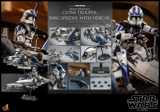Heavy Weapons Clone Trooper with Barc Speeder and Sidecar - Star Wars Hot Toys Exclusive Collectibles 1/6 Scale Action Figure