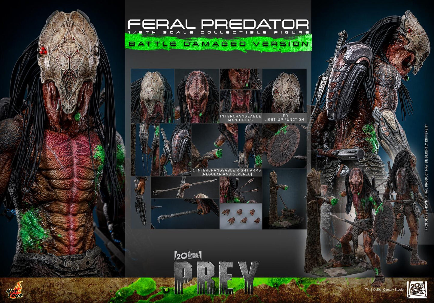*PRE-ORDER Feral Predator (Battle Damaged) - Predator: Prey Hot Toys Collectibles 1/6 Scale Action Figure