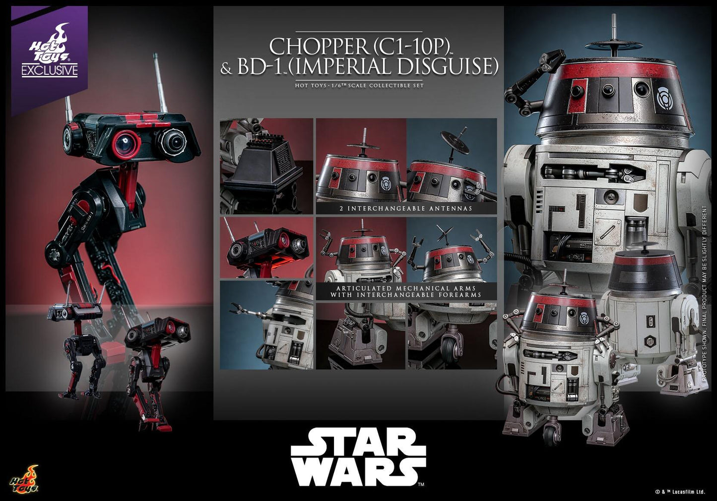 C1-10P Chopper & BD-1 (Imperial Disguise) - Star Wars Hot Toys Exclusive Collectibles 1/6 Scale Action Figure