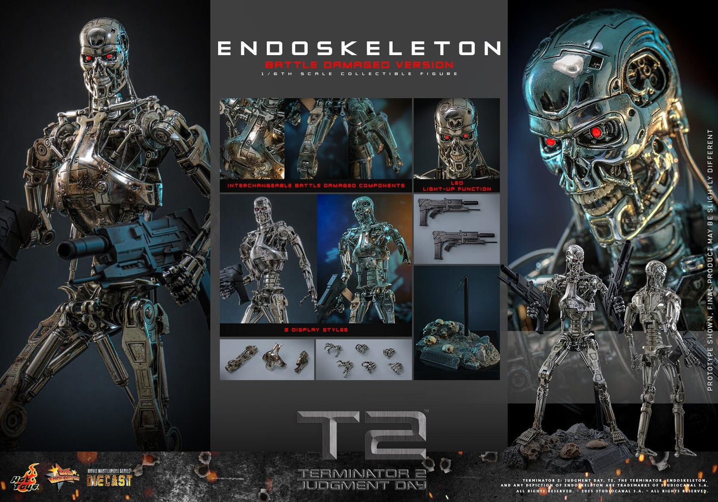 *PRE-ORDER Endoskeleton (Battle Damaged) - Terminator 2 Hot Toys Collectibles 1/6 Scale Action Figure