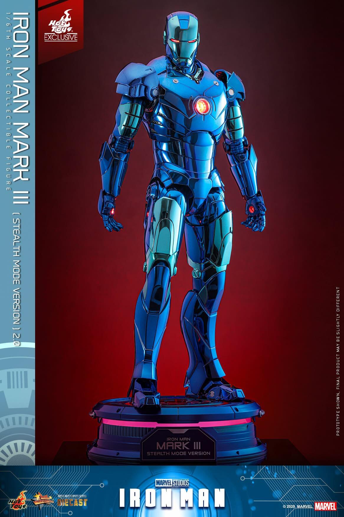 Iron Man MK III (Stealth Suit) 2.0 - Marvel Studios Hot Toys Exclusive Collectible 1/6 Scale Action Figure