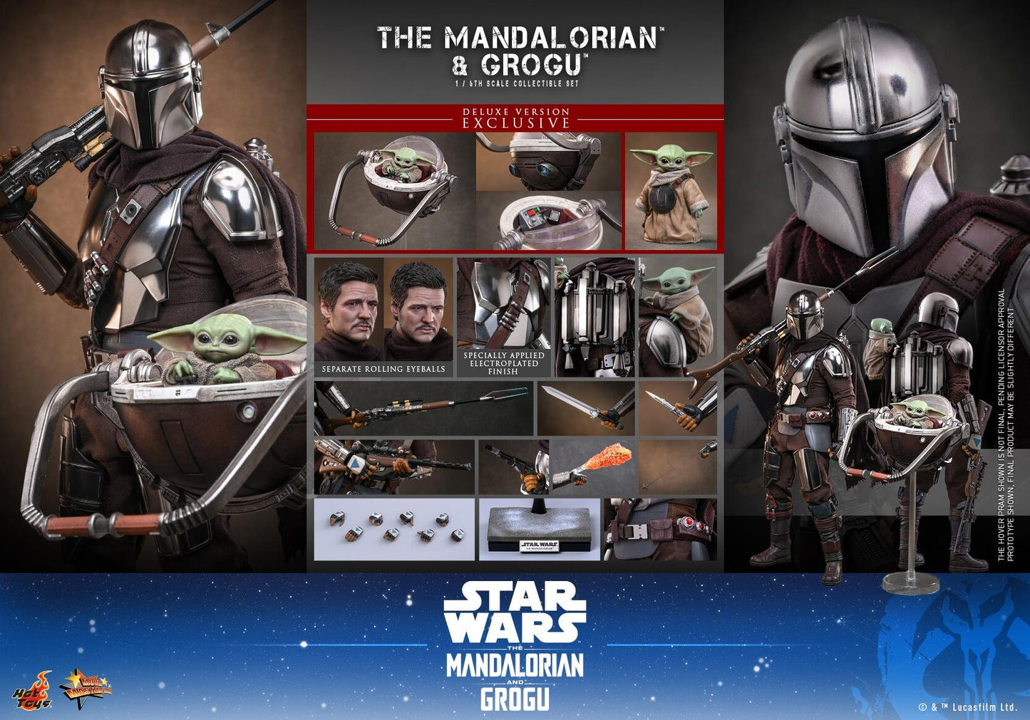 *PRE-ORDER The Mandalorian & Grogu (Deluxe) - Star Wars: The Mandalorian & Grogu Hot Toys Collectibles 1/6th Scale Action Figure