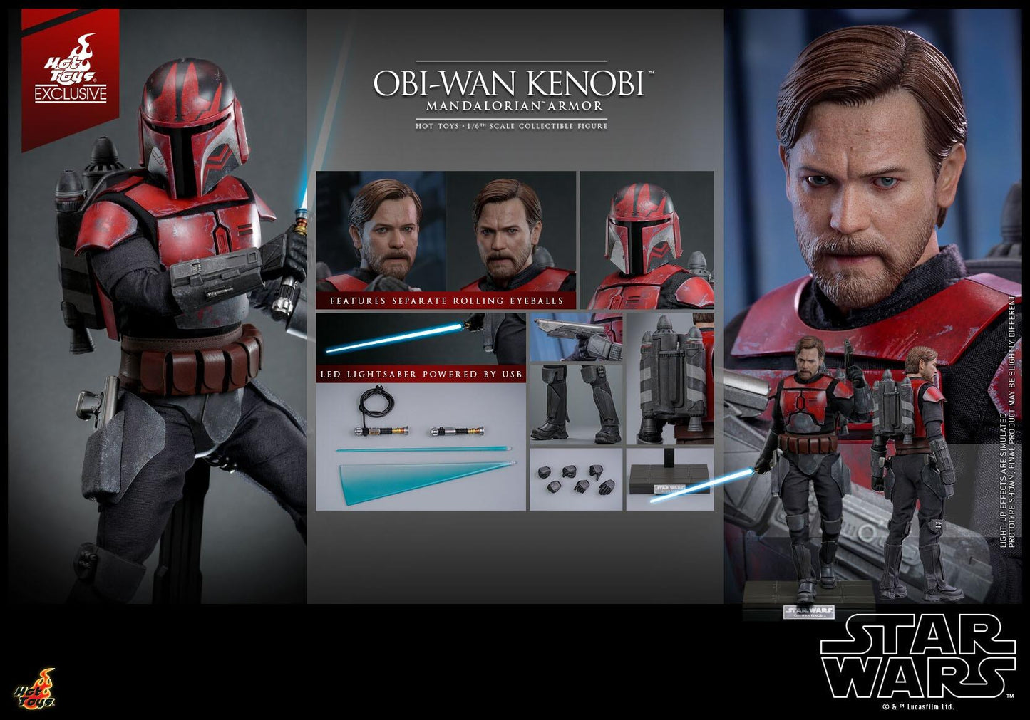 Obi-Wan Kenobi (Mandalorian Armor) - Star Wars: The Clone Wars Hot Toys Exclusive Collectibles 1/6 Scale Action Figure