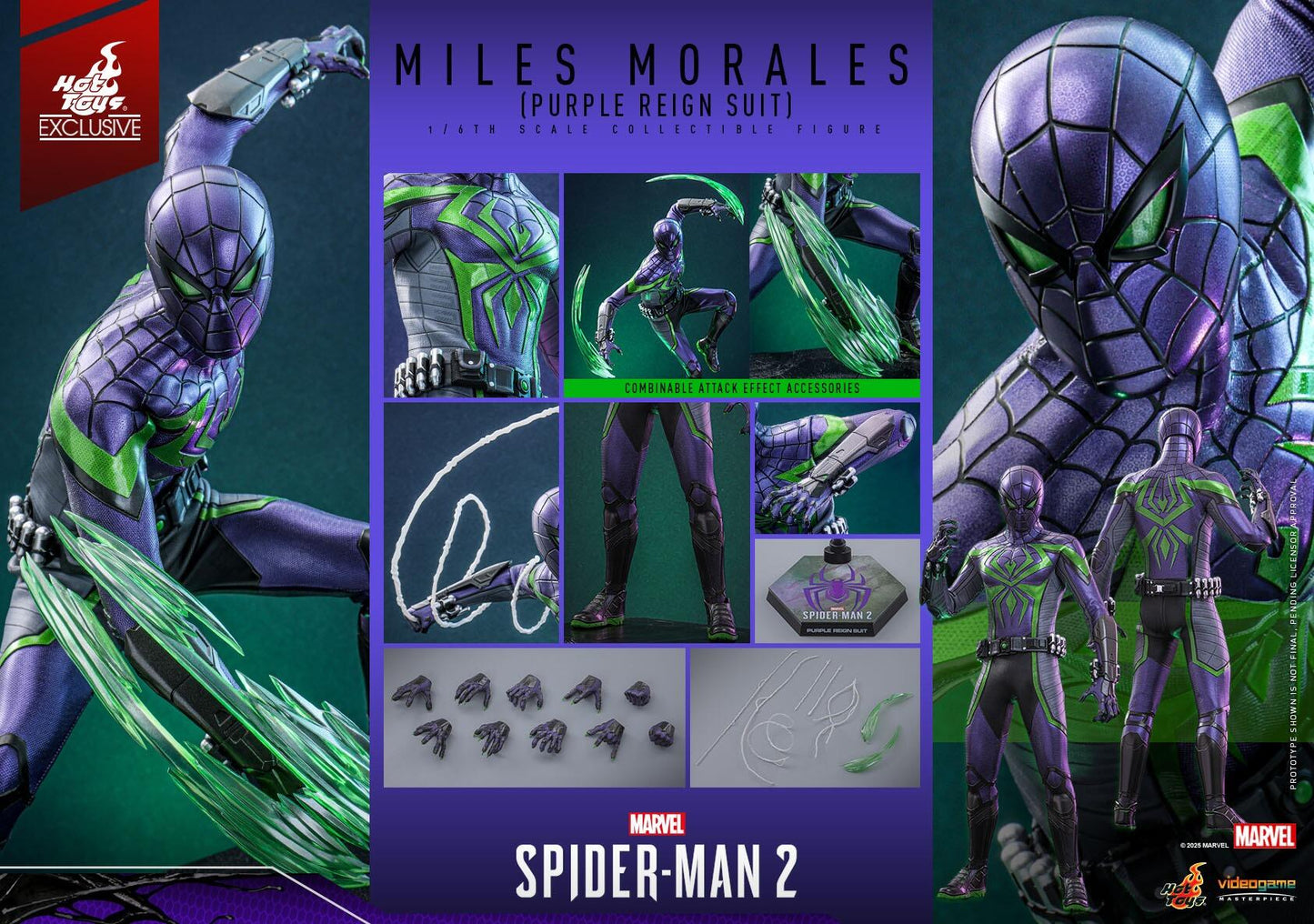 Miles Morales (Purple Reign Suit) - Marvel Spider-Man 2 Hot Toys Exclusive Collectible 1/6 Scale Action Figure