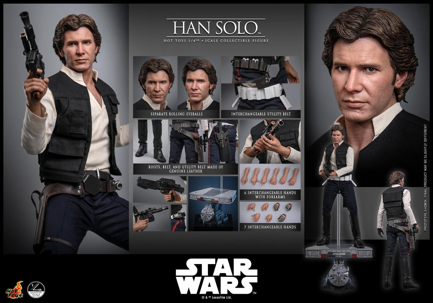 *PRE-ORDER Han Solo - Star Wars IV: A New Hope Hot Toys Collectibles 1/4 Scale Action Figure