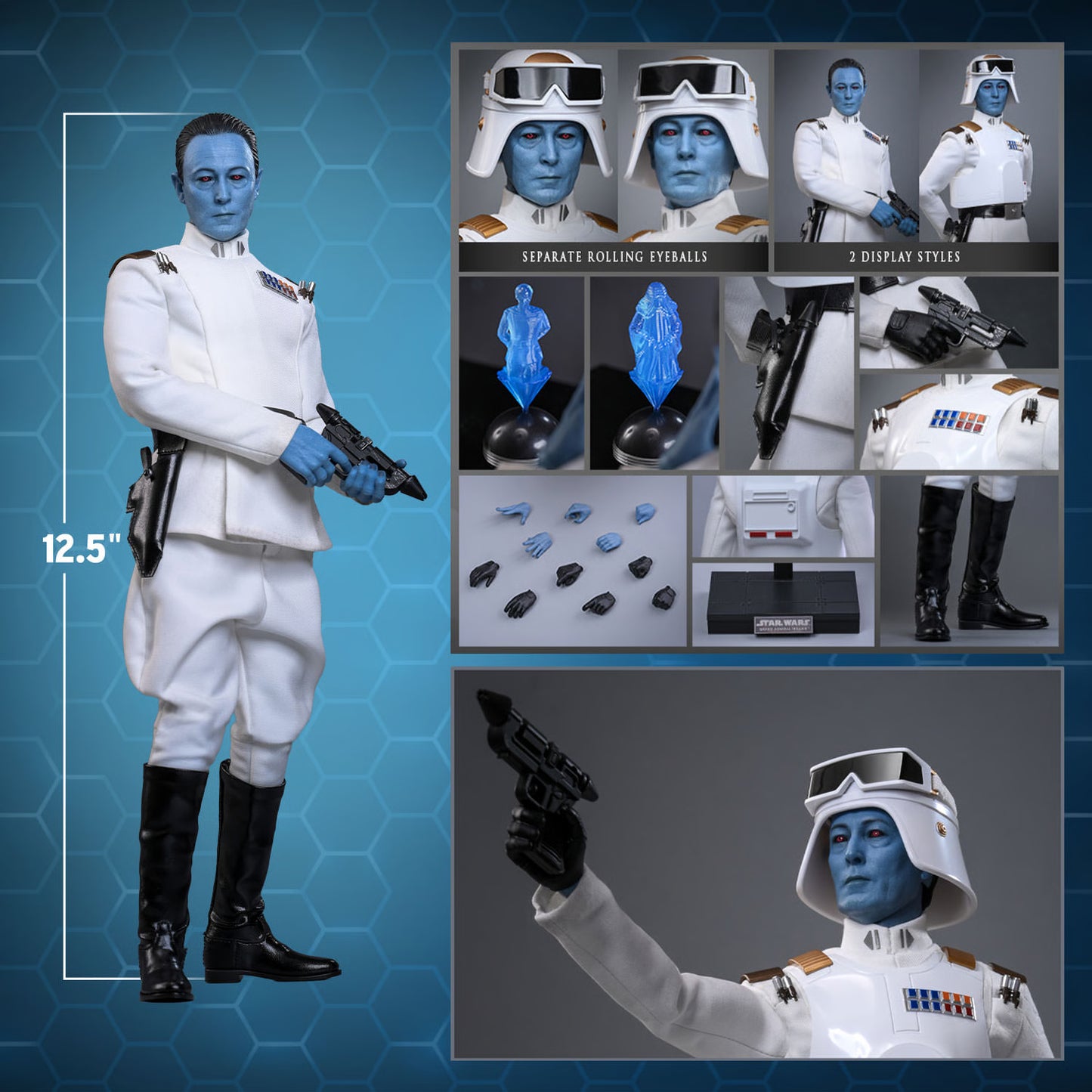 PRE-ORDER Grand Admiral Thrawn (Imperial Armor) - Star Wars Ahsoka Hot Toys Exclusive Collectibles 1/6 Scale Action Figure
