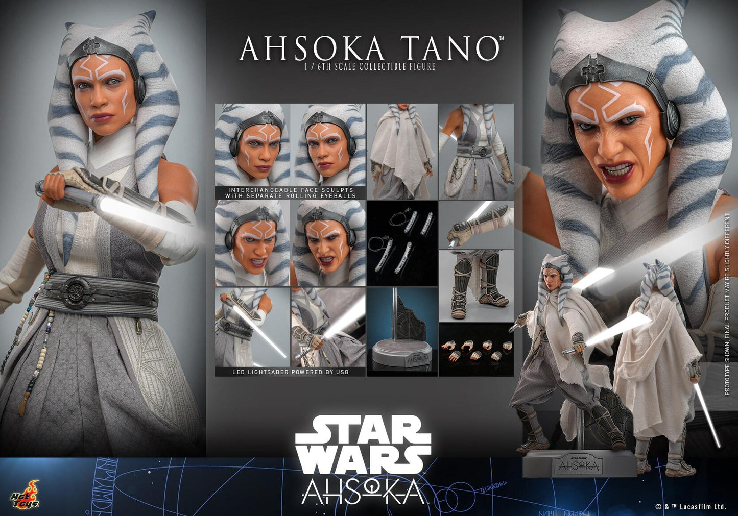 Ahsoka Tano (White) - Star Wars Hot Toys Collectibles 1/6 Scale Action Figure