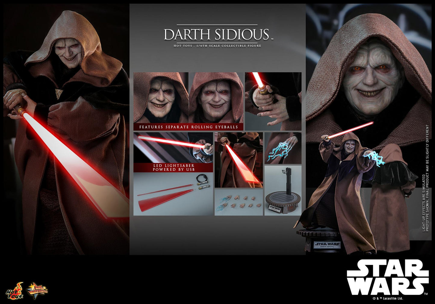 Darth Sidious - Star Wars: Revenge Of The Sith Hot Toys Collectibles 1/6 Scale Action Figure