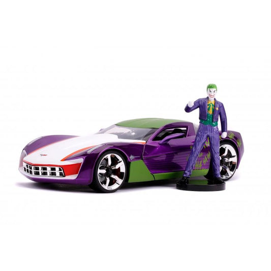 DC Joker - 2009 Corvette StingRay with Joker Figure Hollywood Rides 1:24 Scale Die Cast Vehicle