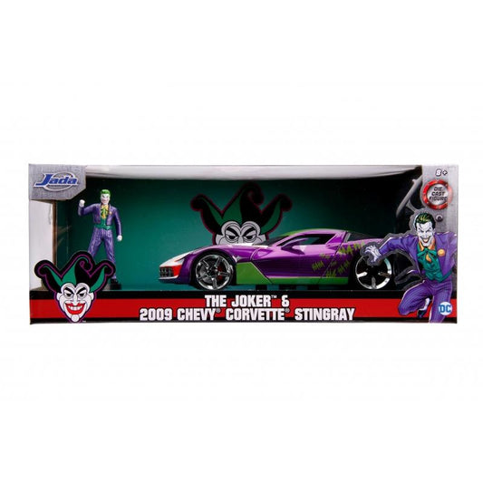 DC Joker - 2009 Corvette StingRay with Joker Figure Hollywood Rides 1:24 Scale Die Cast Vehicle