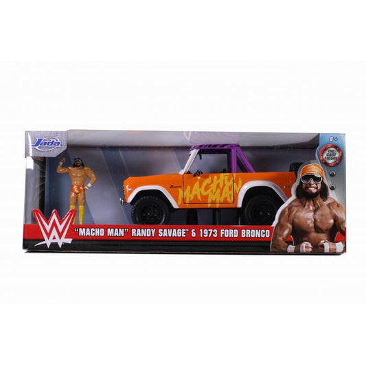 WWE - 1973 Ford Bronco with Macho Man (Randy Savage) Figure Hollywood Rides 1:24 Scale Die Cast Vehicle