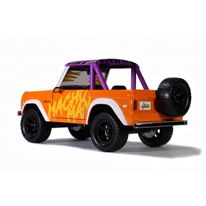 WWE - 1973 Ford Bronco with Macho Man (Randy Savage) Figure Hollywood Rides 1:24 Scale Die Cast Vehicle