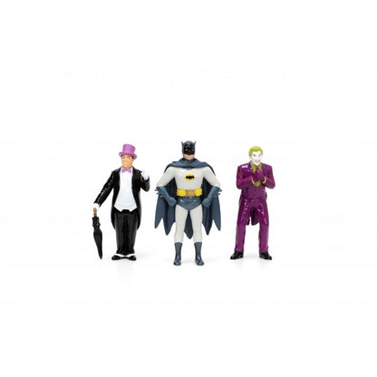 Batman 1966 - Batmobile with Batman, Robin, Penguin and Joker Figures Hollywood Rides 1:24 Scale Die Cast Vehicle