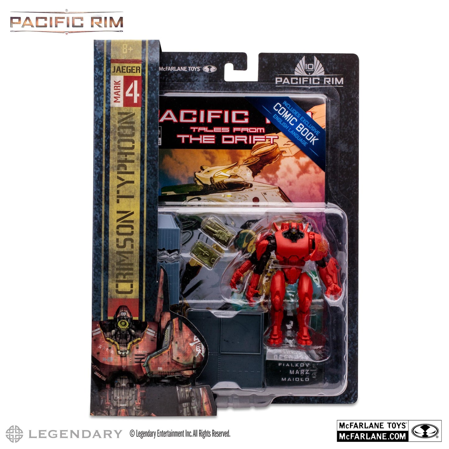 Pacific Rim 4 Inch Scale Action Figure with Comic Book Wave 1 - Crimson Typhoon (Jaeger)