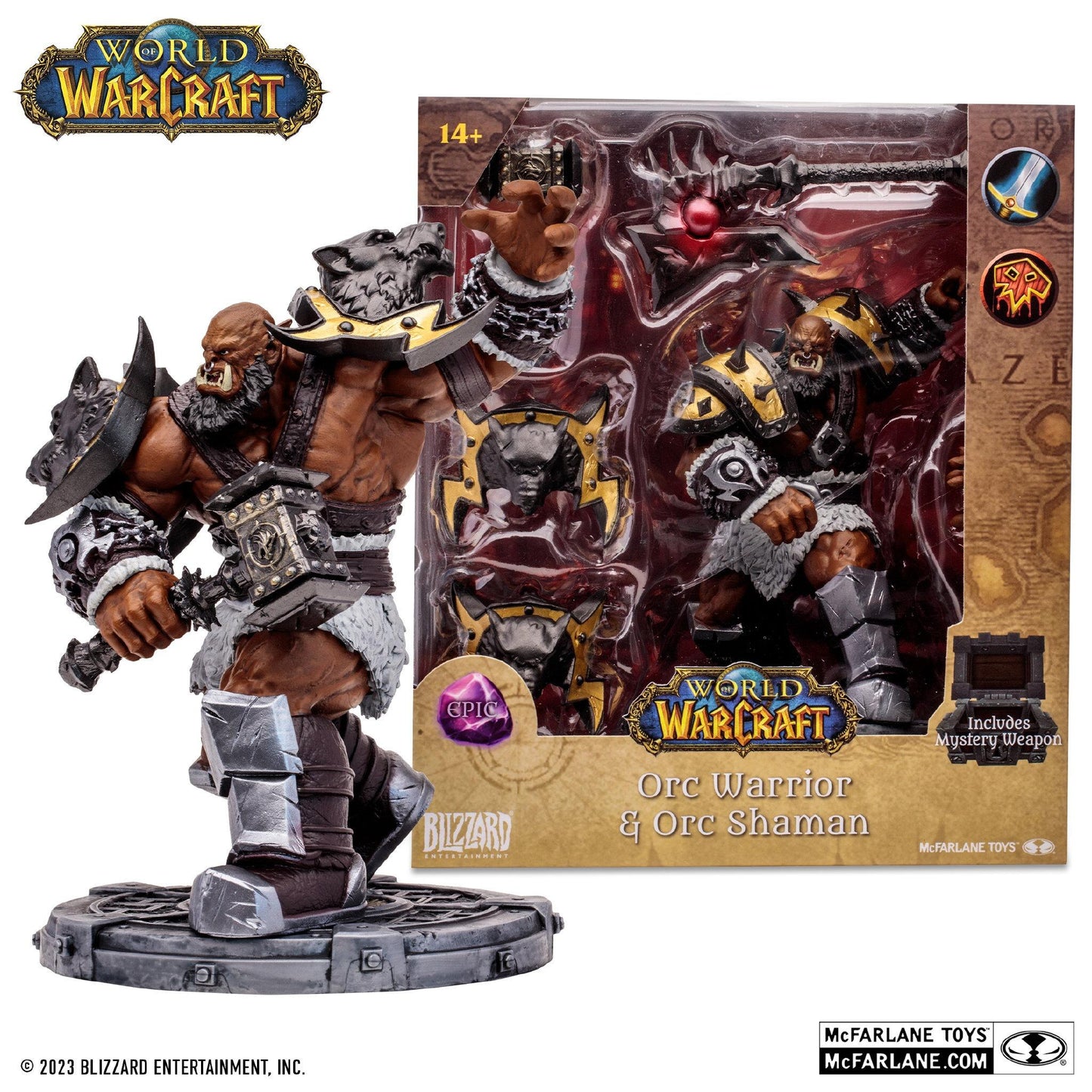 World of Warcraft 6 Inch Posed Figure Wave 1 - Orc Warrior/ Shaman (Epic)