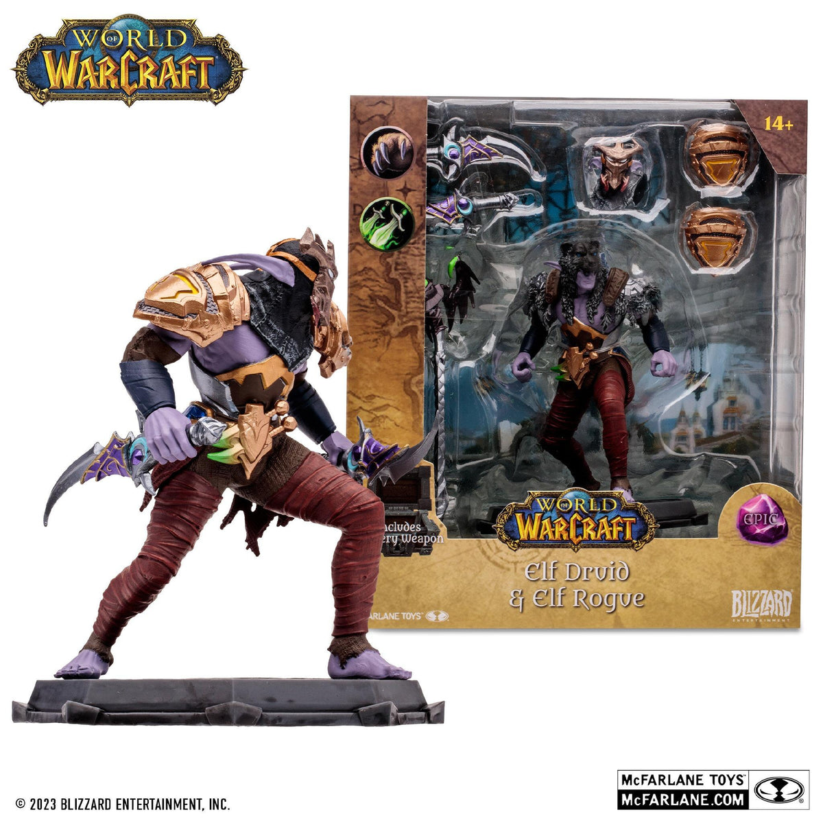 World of Warcraft 6 Inch Posed Figure Wave 1 - Elf Druid/ Rogue (Epic)