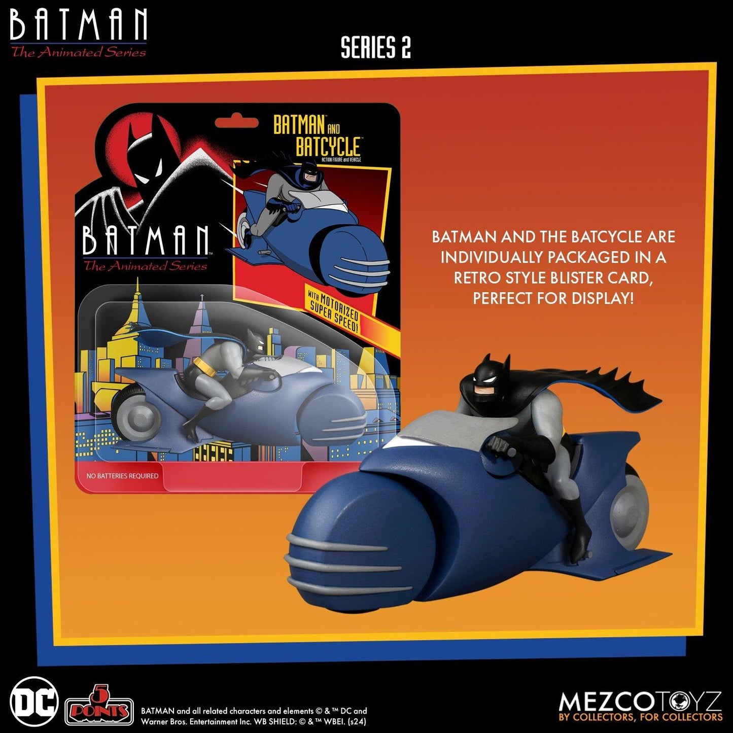 DC Batman the Animated Series 5 Points Deluxe Vehicle - Batcycle & Batman