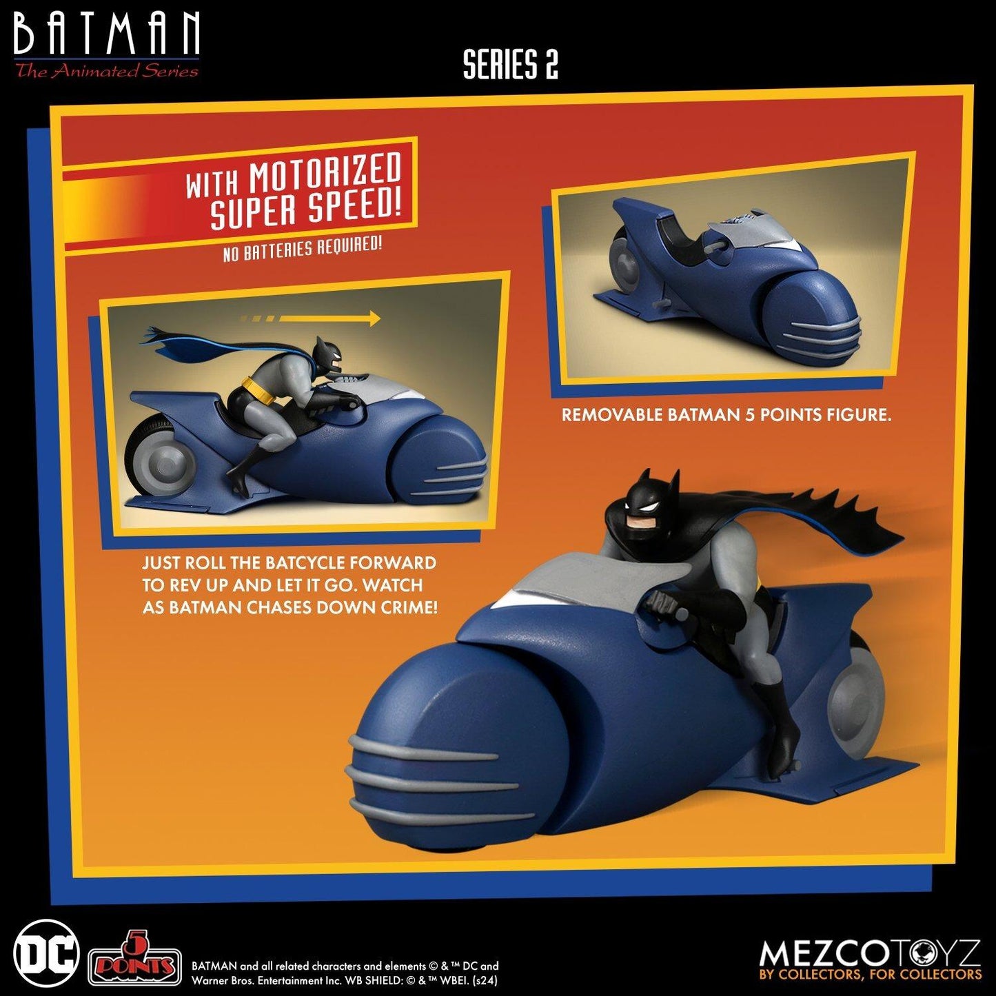 DC Batman the Animated Series 5 Points Deluxe Vehicle - Batcycle & Batman