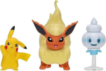 Pokémon Battle Figure 3 Pack W22 - Pikachu, Vanillite With Stand & Flareon