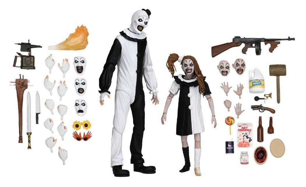*PRE-ORDER Terrifier Ultimate 7 Inch Scale Action Figure 2 Pack - Art The Clown & Little Pale Girl